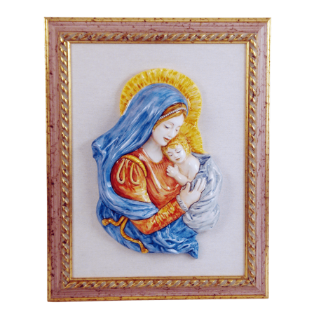 OUR LADY AND CHRIST CHILD 13 1/4in W/FRAME  15 3/4X20in