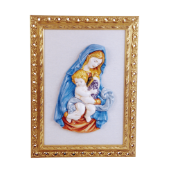 OUR LADY AND CHRIST CHILD 13 1/4in W/FRAME  15 3/4X19 3/4in