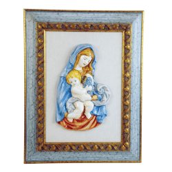 MADONNA DELL'UVA C/BAMBINO CM. 34 (a rilievo) - CORNICE CM. 47X60