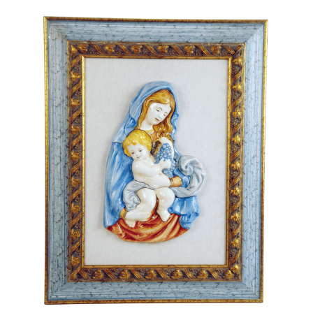 MADONNA DELL'UVA C/BAMBINO CM. 34 (a rilievo) - CORNICE CM. 47X60