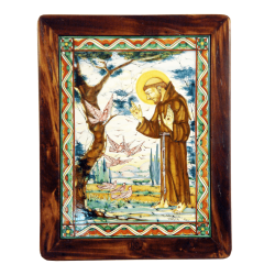 ST. FRANCIS PREACHES TO THE BIRDS 11 3/4X15 3/4in W/FRAME 15X19in